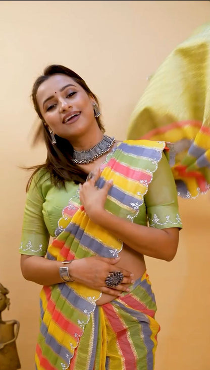 Women’s Multicolor Saree – Colorful, Elegant Saree for Special Events & Parties - Moksha Fashions