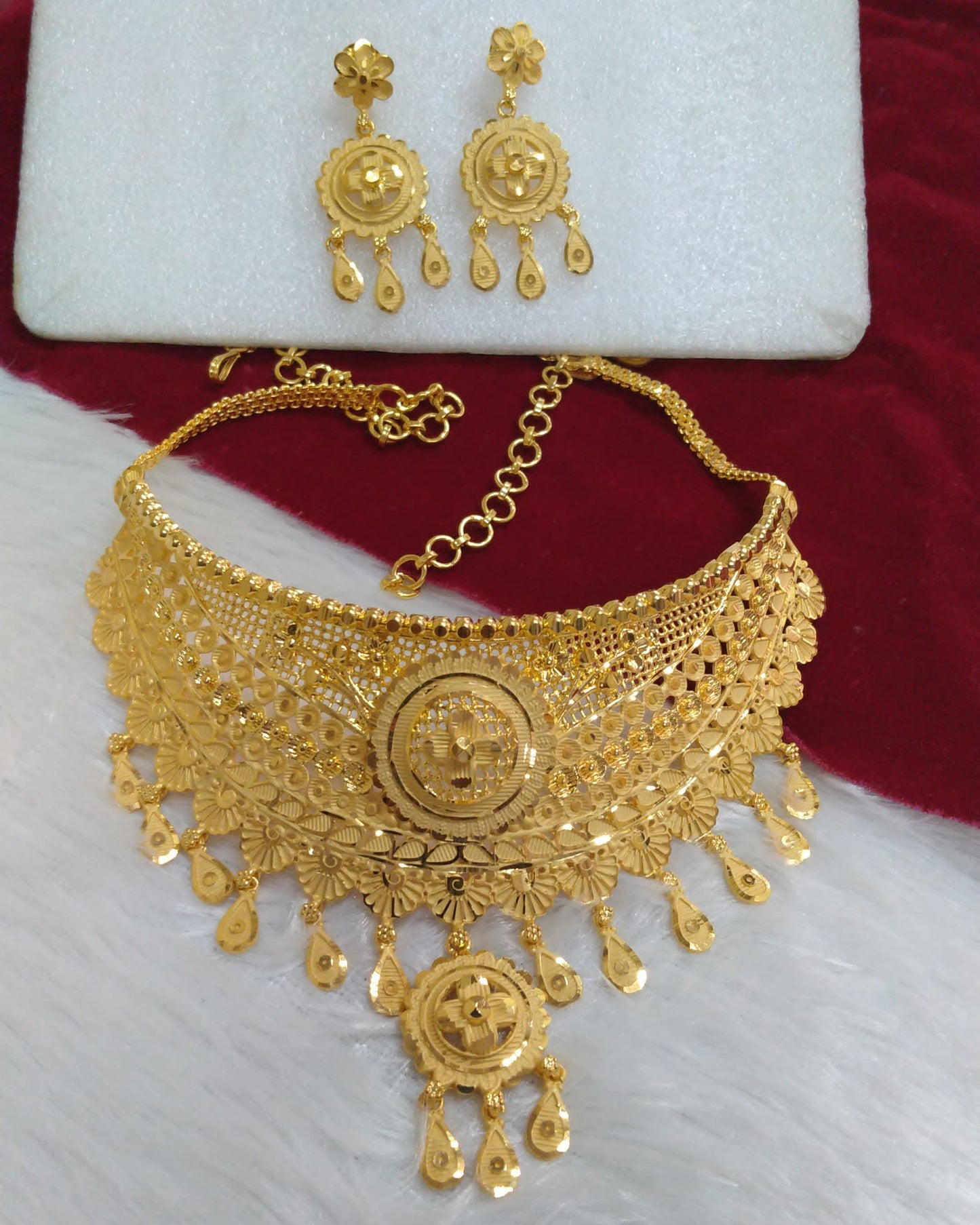 Women’s Choker Necklace Set – Stylish Choker with Matching Earrings for Festive Wear - Moksha Fashions