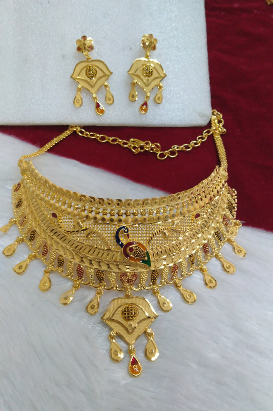 Trendy Choker Set for Women – Statement Necklace with Matching Earrings - Moksha Fashions
