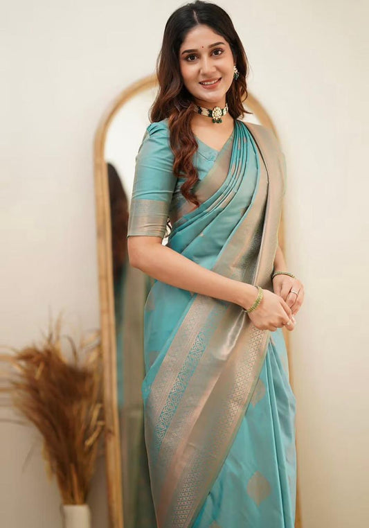 .Blue Silk Saree