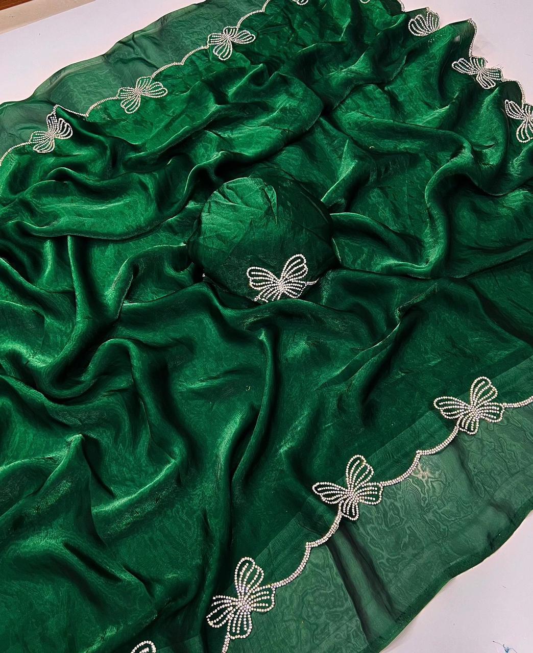 Butterfly-Inspired Diamond Panel Work Saree