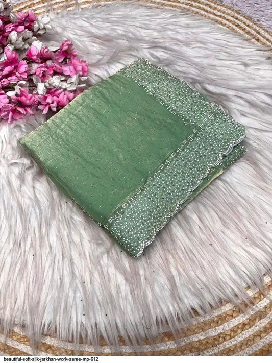 Jharkhan Work Fendy chiffon Saree