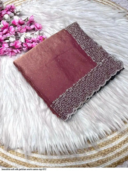 Jharkhan Work Fendy chiffon Saree