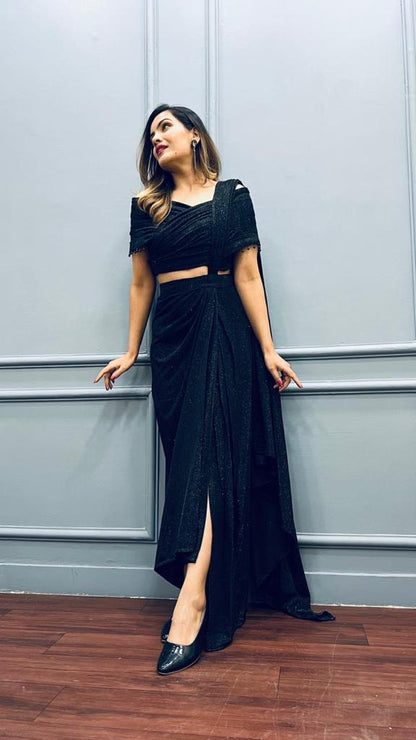 Black shimmer sarong drape