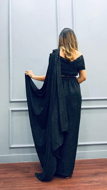 Black shimmer sarong drape