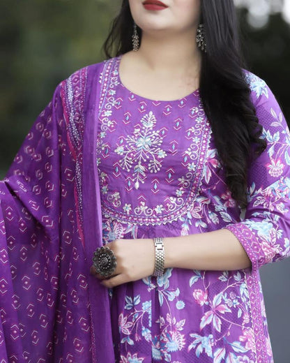 Hand Block Print Long Slit Kurta Pant Set