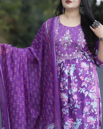 Hand Block Print Long Slit Kurta Pant Set