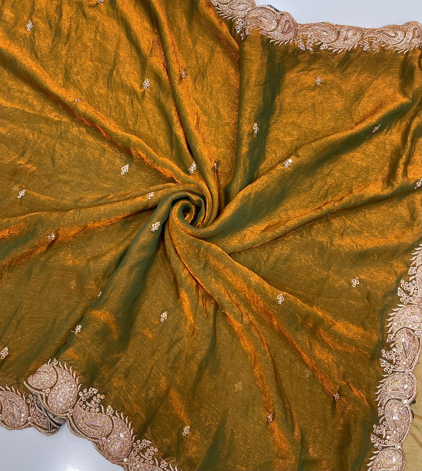 Shaded Fendy Chiffon Saree Multi Embroidery Sequins