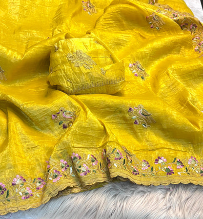Soft Gold Crush Saree