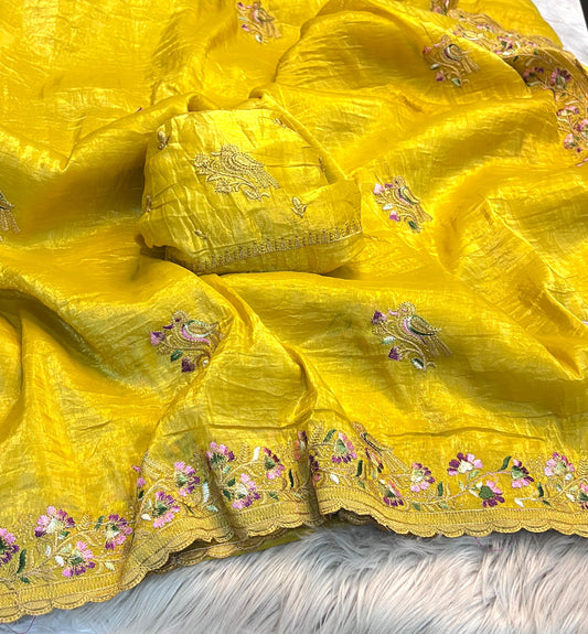 Soft Gold Crush Saree