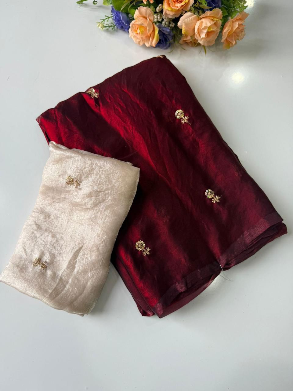 Fendy Satin Dual Shade Saree