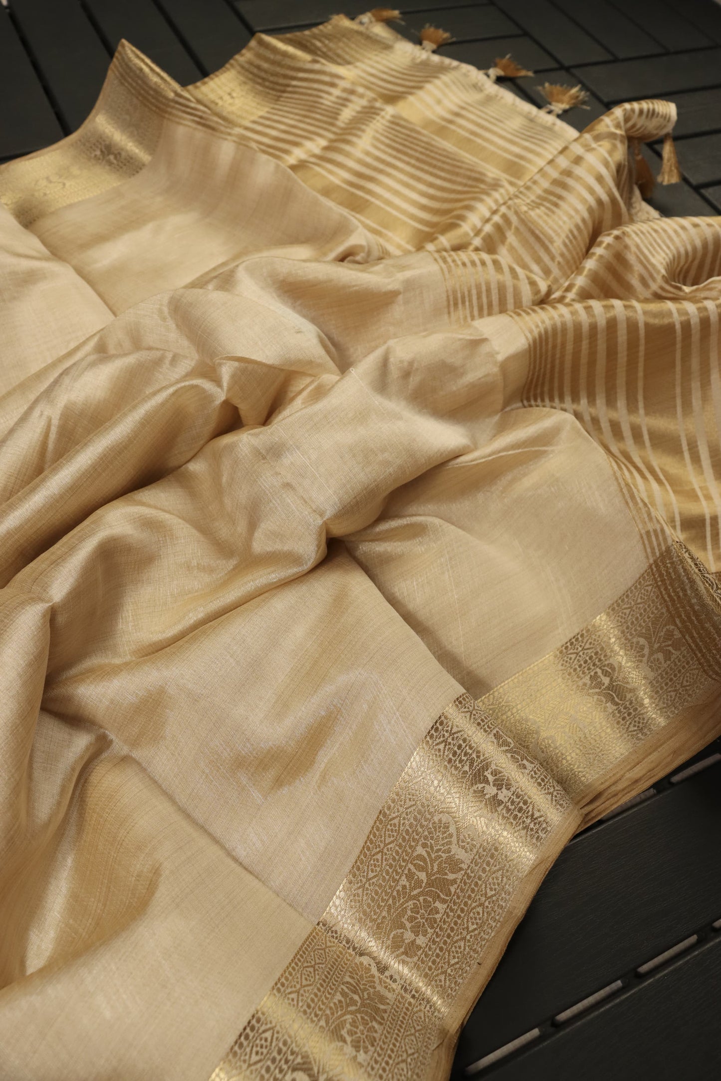 Tussar Silk Sarees With Zari Woven Border