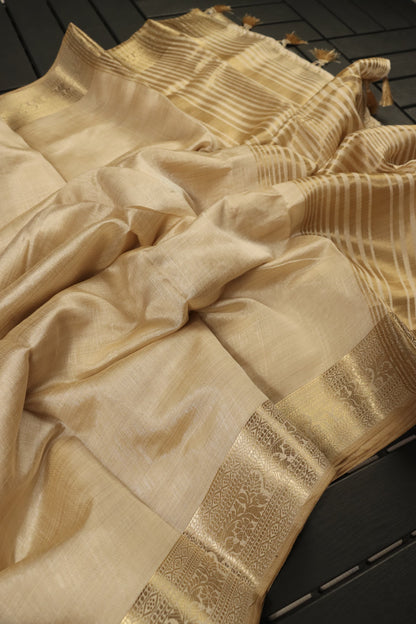 Tussar Silk Sarees With Zari Woven Border