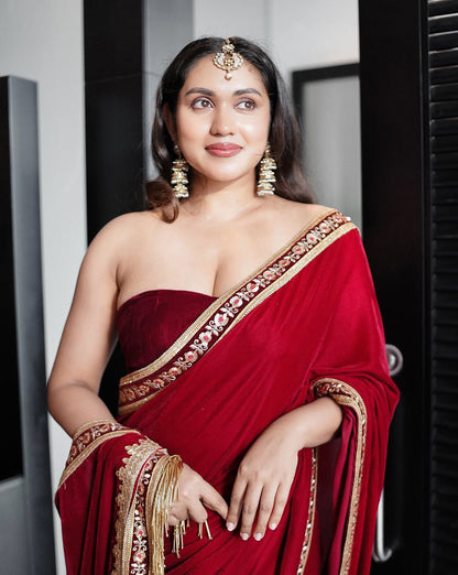 Beautiful Velvet Saree Collection
