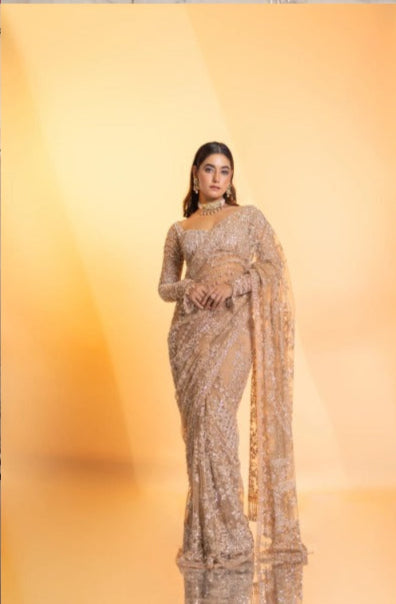 Saree Adorned With Intricate Sequin Embroidery
