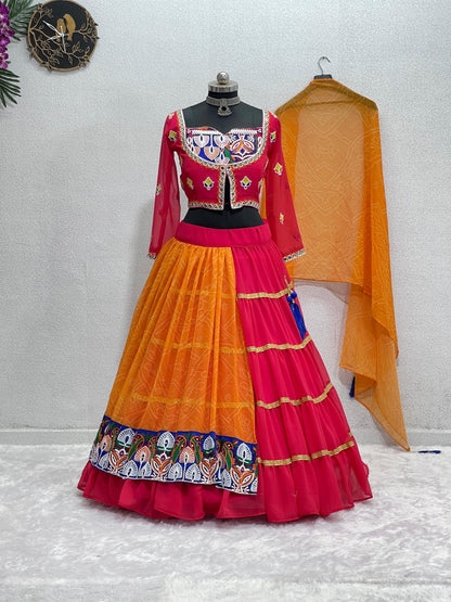 A NAVRATRI SPECIAL DIGITAL PRINT LEHENGA WITH REAL MIRROR WORK