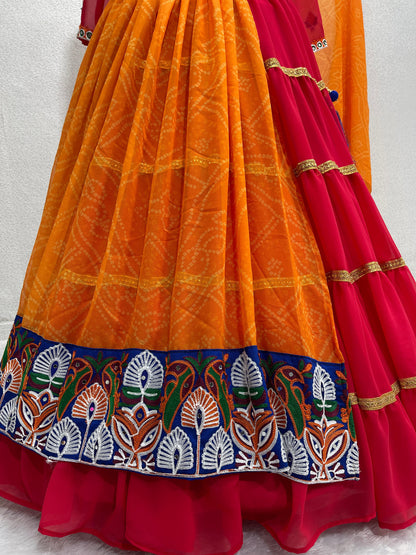 A NAVRATRI SPECIAL DIGITAL PRINT LEHENGA WITH REAL MIRROR WORK