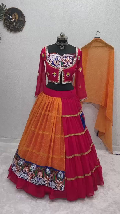 A NAVRATRI SPECIAL DIGITAL PRINT LEHENGA WITH REAL MIRROR WORK