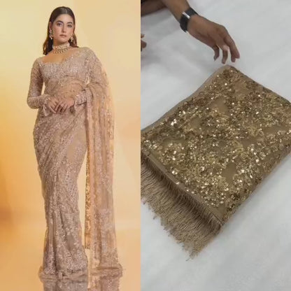 Saree Adorned With Intricate Sequin Embroidery